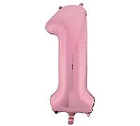 Unique Party 54453 - Palloncino Gigante - Numero 1 - 86cm - Rosa Pastello
