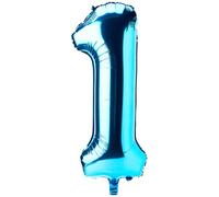 Unique Party 54454 - Palloncino Gigante - Numero 1 - 86cm - Blu Pastello