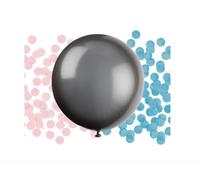 Unique Party 54600 - Palloncino Rivelare il Genere Nero Grande in Lattice con Coriandoli - 60 cm