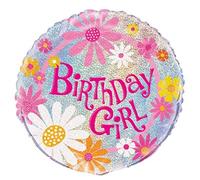 Unique Party 55517 - 45 cm Palloncino in Foil a Forma di Prisma "Birthday Girl"