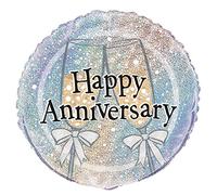 Unique Party 55525 - 45 cm Palloncino in Foil a Forma di Prisma "Happy Anniversary"