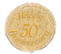 Unique Party 55529 - 45 cm Palloncino in Foil a Forma di Prisma "Happy 50th Anniversary"