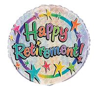 Unique Party 55543 - 45 cm Palloncino in Foil a Forma di Prisma "Happy Retirement"