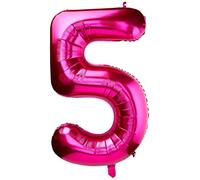 Unique Party 55735 - 86 cm Palloncino Gigante in Foil Rosa Numero 5