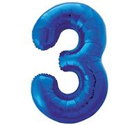 Unique Party 55743 - 86 cm Palloncino Gigante in Foil Blu Numero 3