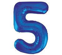 Unique Party 55745 - 86 cm Palloncino Gigante in Foil Blu Numero 5