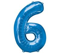 Unique Party 55746 - 86 cm Palloncino Gigante in Foil Blu Numero 6