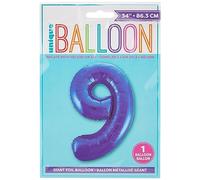 Unique Party 55749 - 86 cm Palloncino Gigante in Foil Blu Numero 9