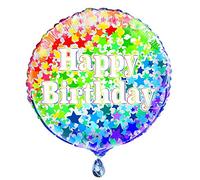 Unique Party 55789 - Palloncino Foil - 45 cm - "Happy Birthday" - Design con Stelle Arcobaleno