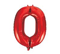 Unique Party 55850 - Palloncino Gigante - Numero 0 - 86cm - Rosso