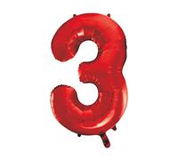 Unique Party 55853 - Palloncino Gigante - Numero 3 - 86cm - Rosso