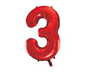 Unique Party 55853 - Palloncino Gigante - Numero 3 - 86cm - Rosso