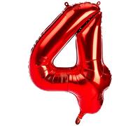 Unique Party 55854 - Palloncino Gigante - Numero 4 - 86cm - Rosso