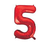 Unique Party 55855 - Palloncino Gigante - Numero 5 - 86cm - Rosso