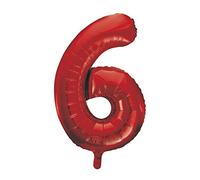Unique Party 55856 - Palloncino Gigante - Numero 6 - 86cm - Rosso