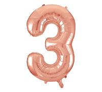 Unique Party - 55873 - Palloncino Gigante - Numero 3 - 86cm - Oro Rosa