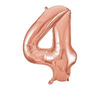 Unique Party - 55874 - Palloncino Gigante - Numero 4 - 86cm - Oro Rosa