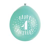 Unique Party 56038 - Palloncini di Compleanno in Lattice - 23 cm - Happy 4th Birthday - Assortimento di 10