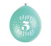 Unique Party 56039 - Palloncini di Compleanno in Lattice - 23 cm - Happy 5th Birthday - Assortimento di 10