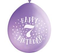 Unique Party 56041 - Palloncini di Compleanno in Lattice - 23 cm - Happy 7th Birthday - Assortimento di 10