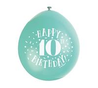 Unique Party 56044 - Palloncini di Compleanno in Lattice - 23 cm - Happy 10th Birthday - Assortimento di 10