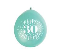 Unique Party 56049 - Palloncini di Compleanno in Lattice - 23 cm - Happy 30th Birthday - Assortimento di 10