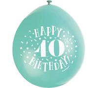 Unique Party 56050 - Palloncini di Compleanno in Lattice - 23 cm - Happy 40th Birthday - Assortimento di 10