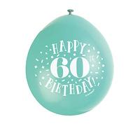 Unique Party 56052 - Palloncini di Compleanno in Lattice - 23 cm - Happy 60th Birthday - Assortimento di 10
