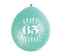Unique Party 56053 - Palloncini di Compleanno in Lattice - 23 cm - Happy 65th Birthday - Assortimento di 10