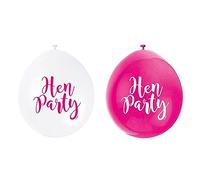 Unique Party 56068 - Palloncini in Lattice per Addio al Nubilato - 23 cm - "Hen Party" - Rosa Assortiti - Confezione da 10