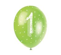 Unique Party 56081 - Palloncini in Lattice Perlato - 30 cm - Numero 1 Compleanno - Assortimento di 5