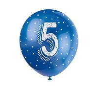 Unique Party 56085 - Palloncini in Lattice Perlato - 30 cm - Numero 5 Compleanno - Assortimento di 5