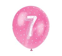 Unique Party 56089 - Palloncini in Lattice Perlato - 30 cm - Numero 7 Compleanno - Assortimento di 5