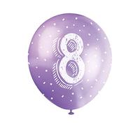 Unique Party 56090 - Palloncini in Lattice Perlato - 30 cm - Numero 8 Compleanno - Assortimento di 5