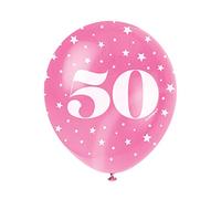 Unique Party 56098 - Palloncini in Lattice Perlato - 30 cm - Numero 50 Compleanno - Assortimento di 5