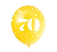 Unique Party 56101 - Palloncini in Lattice Perlato - 30 cm - Numero 70 Compleanno - Assortimento di 5