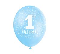 Unique Party 56112 - Palloncini di Compleanno in Lattice Perlato - 30 cm - 1st Birthday - Confezione da 5 - Blu