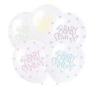 Unique Party 56121 - Palloncini in Lattice Perlato - 30 cm - Baby Shower - Assortimento di 5