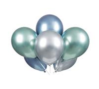 Unique Party 56782 - Palloncini Lattice Platino - 28 cm - Blu, Verde e Argento - Confezione da 6