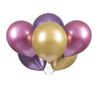Unique Party 56783 - Palloncini Lattice Platino - 28 cm - Rosa, Viola e Oro - Confezione da 6