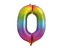 Unique Party 56800 - Palloncino Gigante Numero 0-86 cm - Colori Arcobaleno