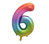Unique Party 56806 - Palloncino Gigante Numero 6-86 cm - Colori Arcobaleno