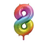 Unique Party 56808 - Palloncino Gigante Numero 8-86 cm - Colori Arcobaleno