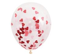 Unique Party 57081 - Palloncini Coriandoli - 40 cm - Cuore Rosso e Rosa San Valentino - Confezione da 5