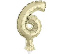 Unique Party 57266 - Palloncino Decorazione per Torta - 12 cm - Numero 6 - Dorato