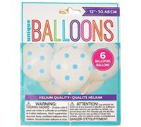 Unique Party 57586 - 30cm Lattice a Pois Azzurro Palloncini, Confezione da 6