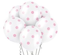 Unique Party 57587 - 30cm Lattice a Pois Rosa Confetto Palloncini, Confezione da 6