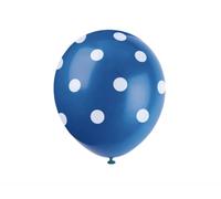 Unique- Dots Printed Lattice Baloons Palloncini per Feste in Set da 6, Blu (Reale), Confezione da 6, 57594