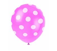 Unique- Dots Printed Lattice Baloons Palloncini per Feste in Set da 6, Rosa (Shocking), Confezione da 6, 57595