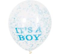 Unique 12" It's A Boy Blue Confetti Balloons Palloncini Coriandoli Baby Shower-30 cm Blu-Confezione da 6